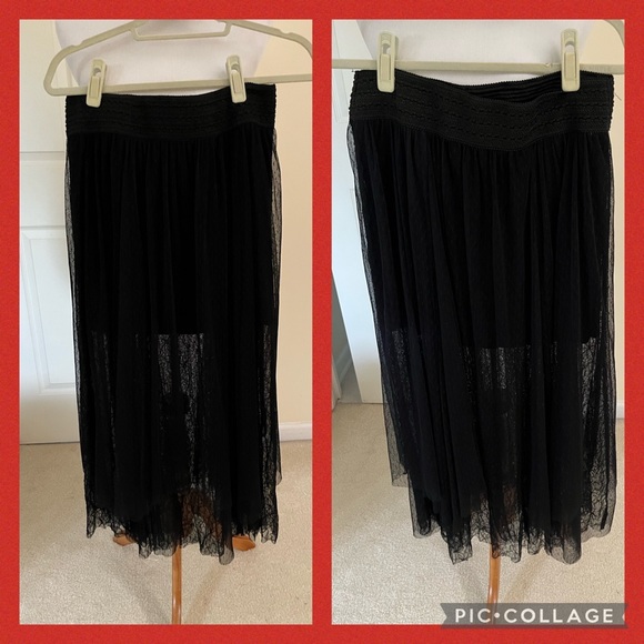 FREE PEOPLE DOTTED LACE SKIRT LARGE - Picture 4 of 12